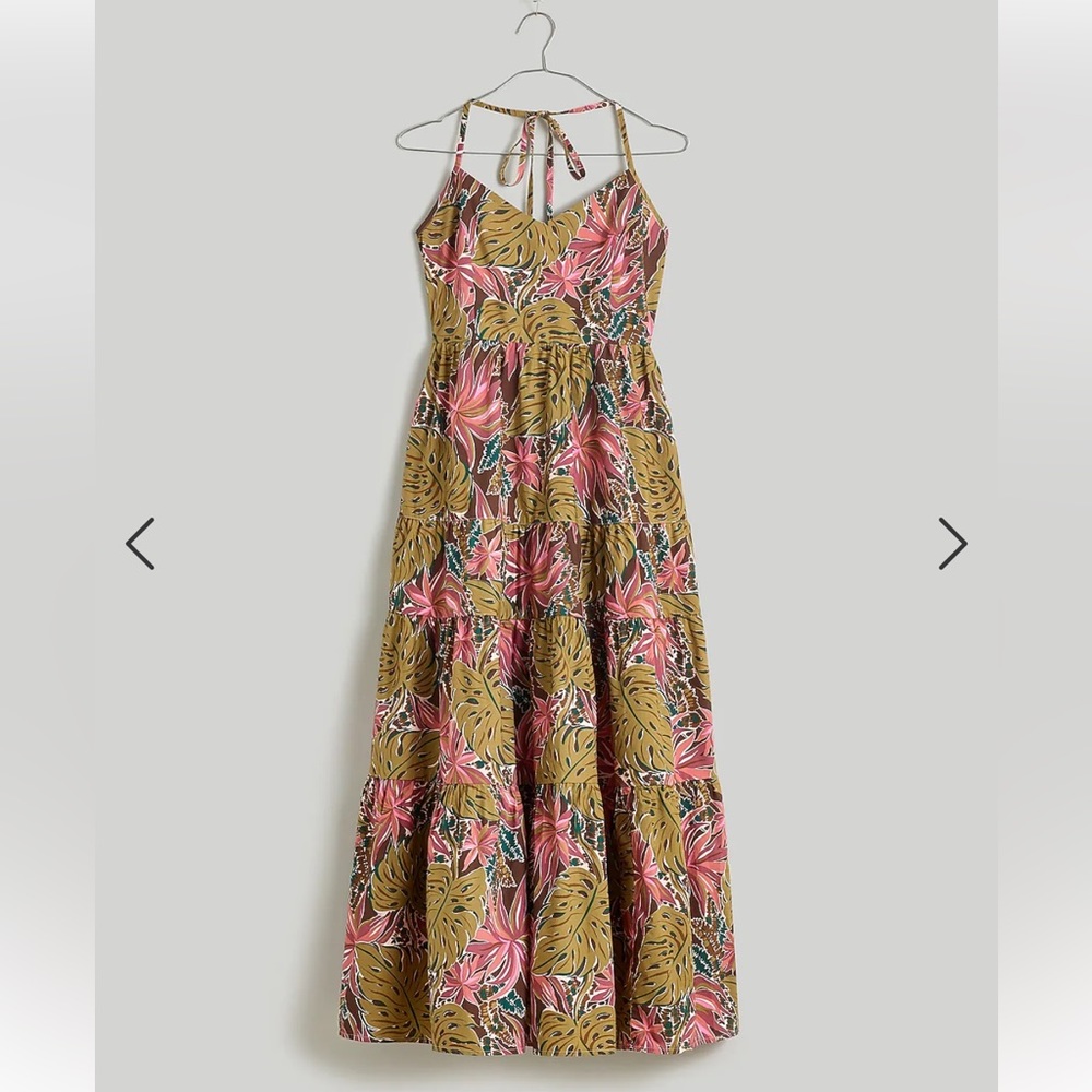 Madewell Sidonie Poplin Maxi Dress in Brushstroke Monstera
